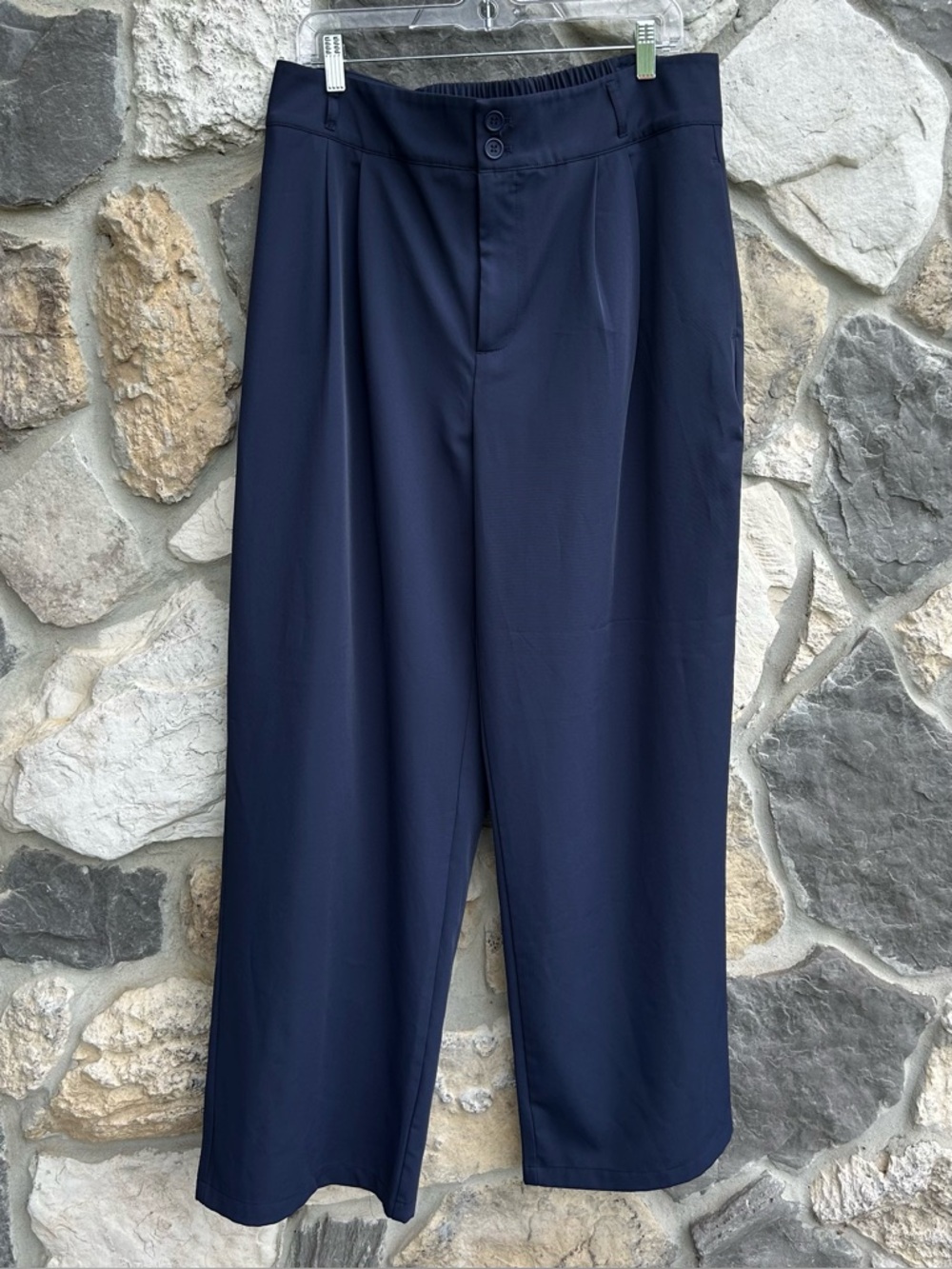 Halara Flex High Waisted Work Pants XL Blue Zipper Pocket Shirred Straight Leg - Picture 2 of 8